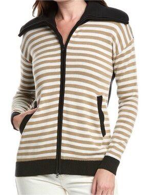 CAbi Mascot Striped Zip-Front Cardigan | Sweater Style Number